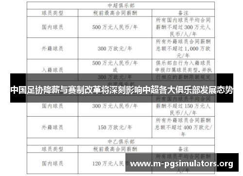 中国足协降薪与赛制改革将深刻影响中超各大俱乐部发展态势