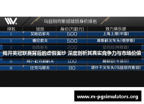 揭开英冠联赛背后的虚假面纱 深度剖析其真实竞争力与市场价值